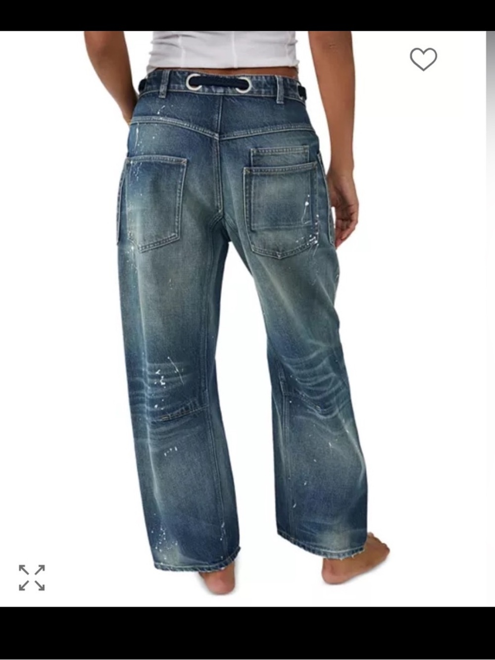 Free People We The Free Moxie Low Slung Pull On Barrel Jeans Timeless Blue 26 - Picture 3 of 14
